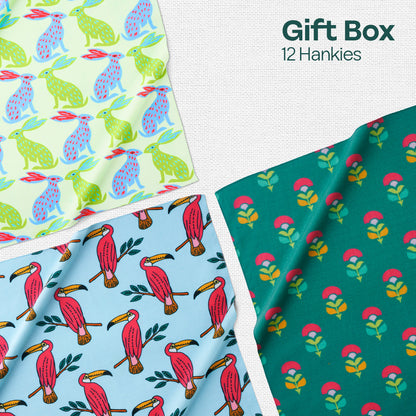 Glam Sham! Tin Gift Box, Unisex Hankies, 100% Organic Cotton, Box Of 12