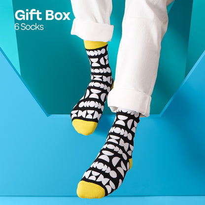 Hype Mix! Tin Gift Box, Unisex Crew Length Socks, 100% Bamboo, Gift Box of 6