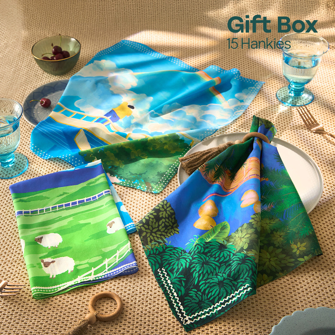 Time Capsule! Unisex Hankies, 100% Organic Cotton, Gift Box of 15