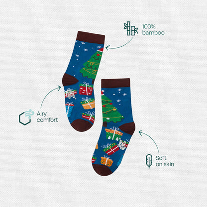 Icy Cool! Unisex Kid's Socks, 100% Bamboo, Crew Length, Gift Box of 8