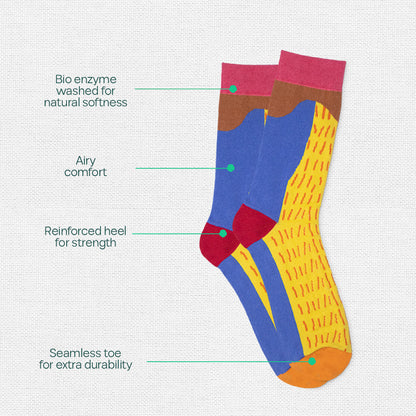 House Party! Unisex Crew Length Socks, 100% Organic Cotton, Gift Box of 8