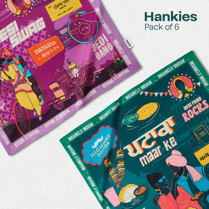Insanely Punjab Swag! Unisex Hankies, 100% Organic Cotton, Pack of 6