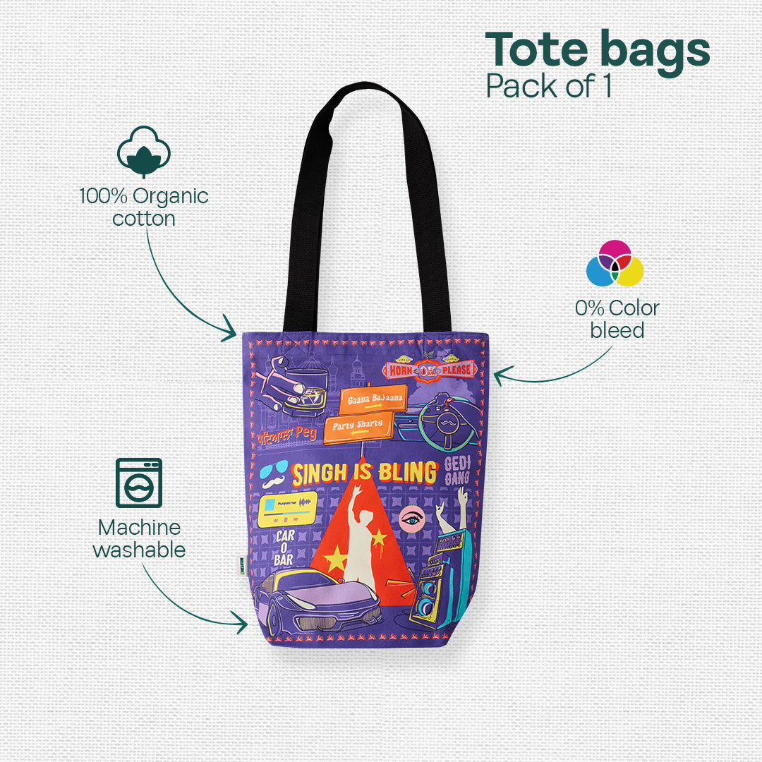 Singh Is Bling! Canvas Tote Bag, 100% Organic Cotton, Pack of 1