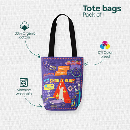 Singh Is Bling! Canvas Tote Bag, 100% Organic Cotton, Pack of 1
