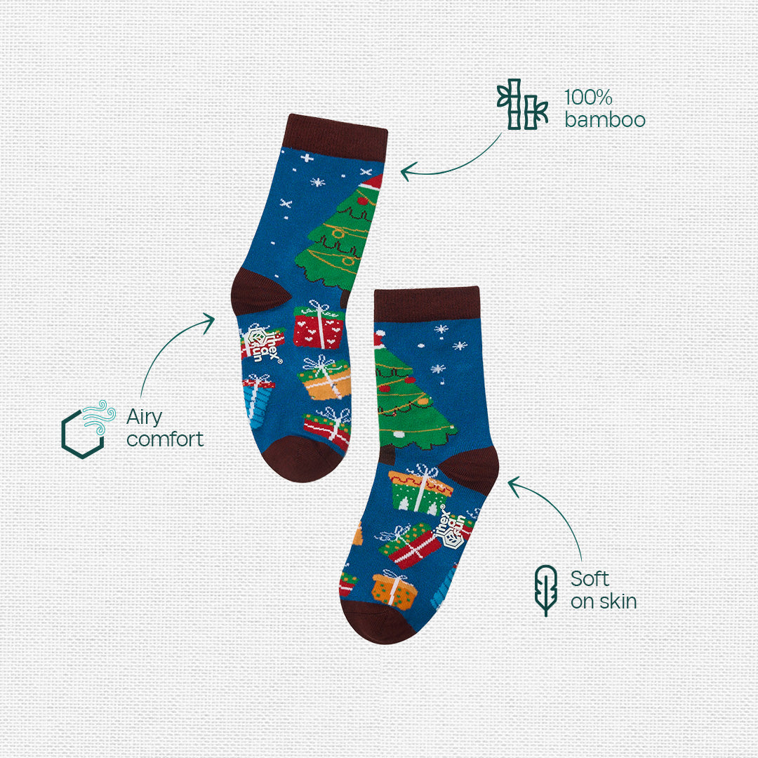 Crumb Kiss! Unisex Kid's Socks, 100% Bamboo, Crew Length, Gift Box of 8