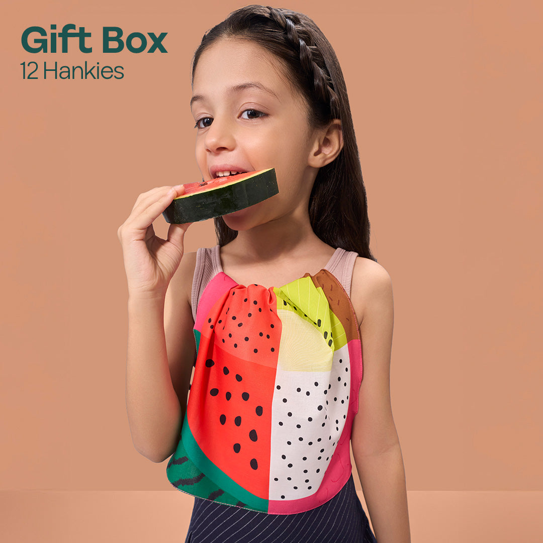 Jingle Mingle! Tin Gift Box, Unisex Kid's Hankies, 100% Organic Cotton, Box of 12