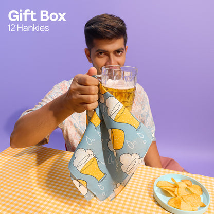 Jammin’! Tin Gift Box, Unisex Hankies, 100% Organic Cotton, Box Of 12