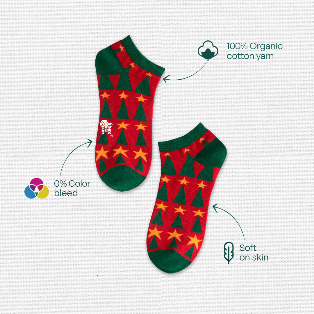 Season Splash! Tin Gift Box, Unisex Ankle Length Socks, 100% Organic Cotton, Box of 6