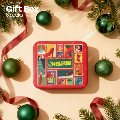 Feelin’ Jolly! Tin Gift Box, Unisex Kid's Socks, 100% Bamboo, Crew Length, Box of 6