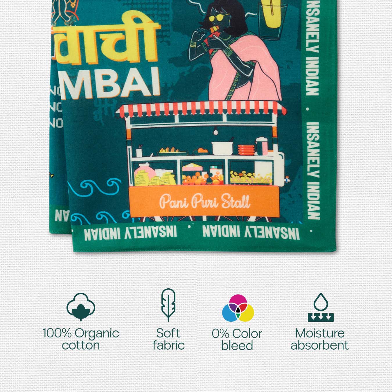 Insanely Maharashtra Swag! Unisex Hankies, 100% Organic Cotton, Pack of 6