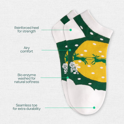 Season Splash! Tin Gift Box, Unisex Ankle Length Socks, 100% Organic Cotton, Box of 6