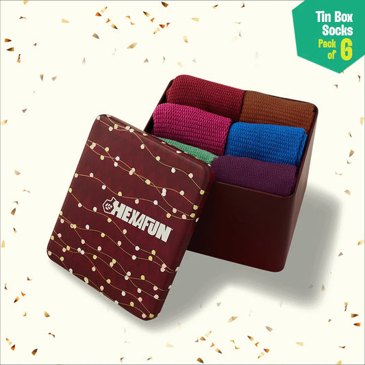 Sparklin' Hot! Tin Gift Box, Unisex Crew Length, 100% Organic Cotton, Box Of 06