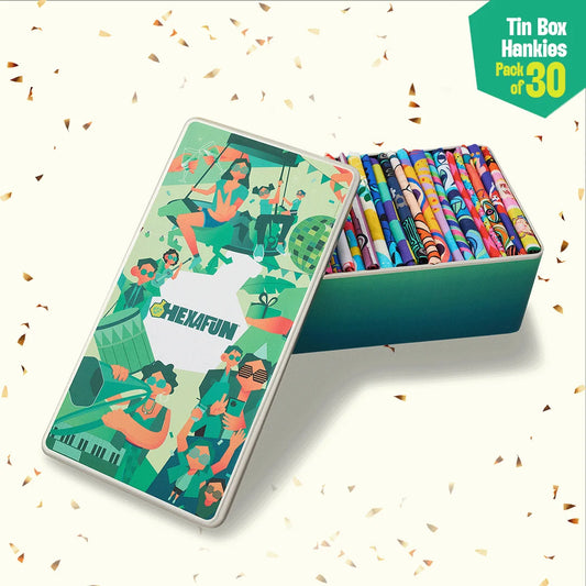Troublemakers! Tin Gift Box, Unisex Hankies, 100% Organic Cotton, Box Of 30