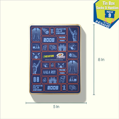 Duniya Hila Denge! Tin Gift Box, 6 Unisex Hankies + 3 Unisex Ankle Length Socks, 100% Sustainable, Box of 9