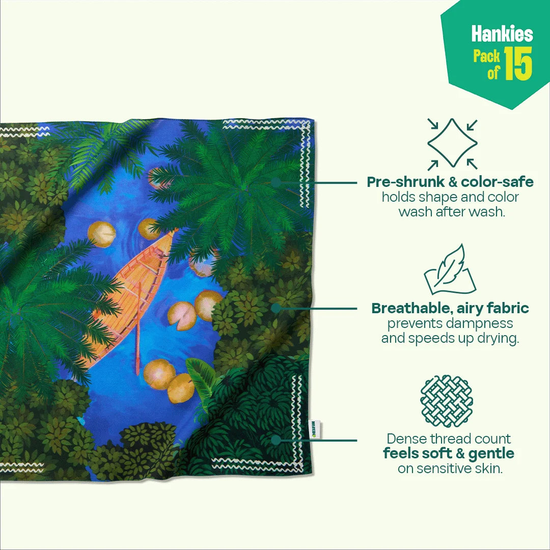 Summer Slay! Unisex Hankies, 100% Organic Cotton, Pack of 15