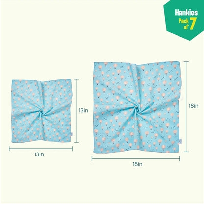 Travel Bug! Unisex Hankies, 100% Organic Cotton, Pack of 7