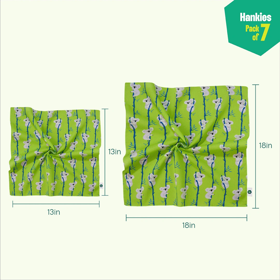 Wagging Tails! Unisex Hankies, 100% Organic Cotton, Pack of 7