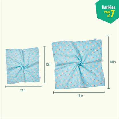 Vitamin Sea! Small Unisex Hankies, 100% Organic Cotton, Pack of 7