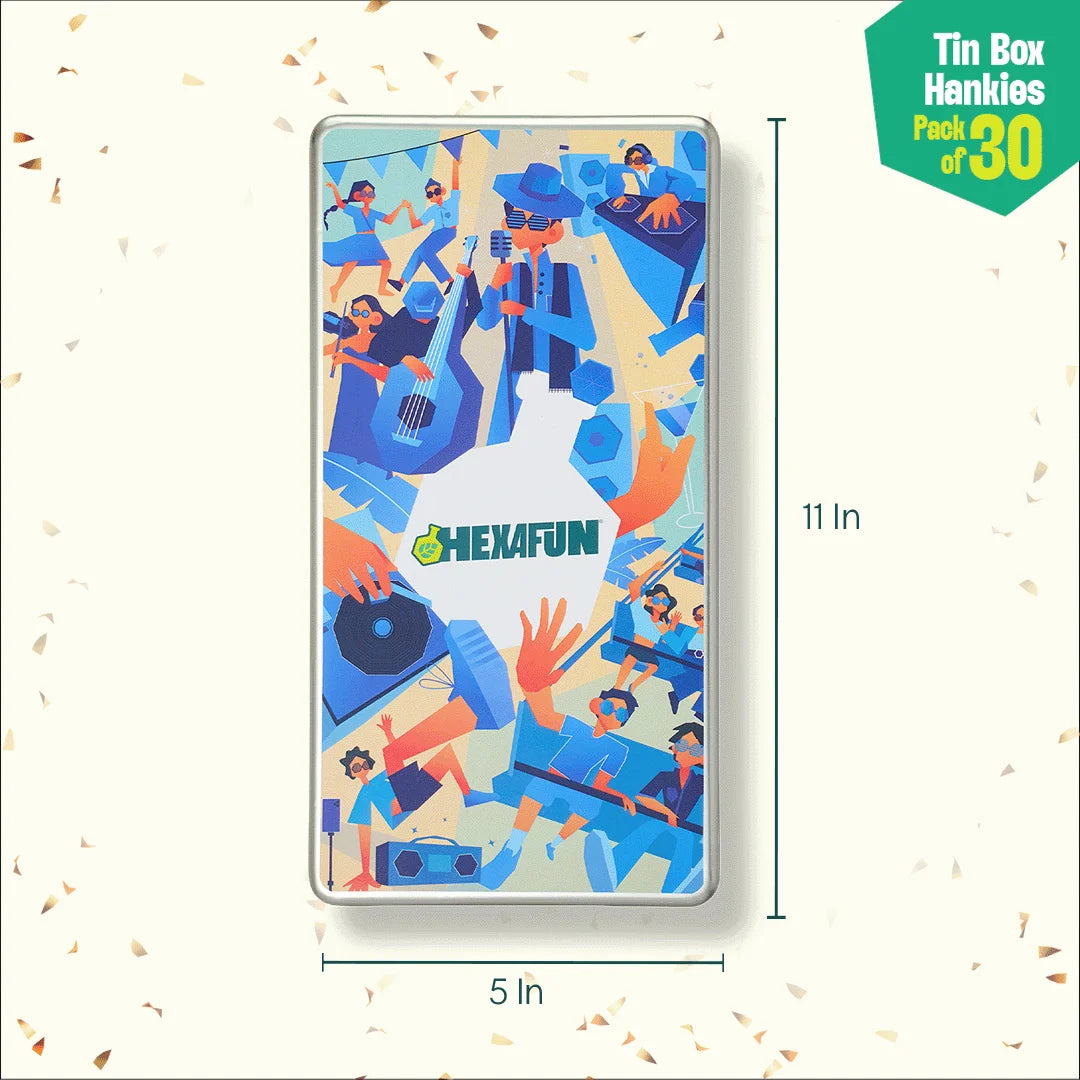 Fun A-fair! Tin Gift Box, Unisex Hankies, 100% Organic Cotton, Box Of 30