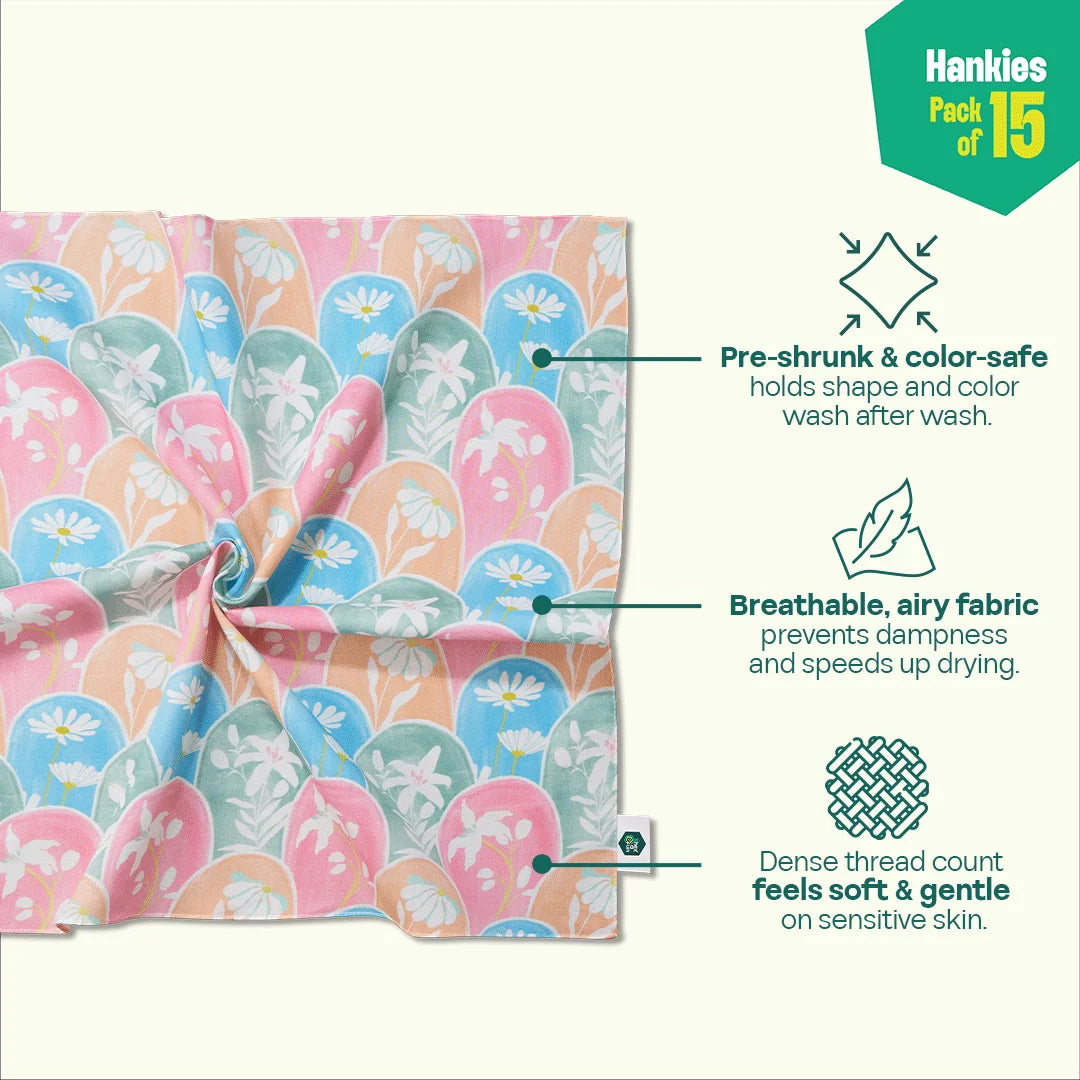 World Of Abstract! Unisex Hankies, 100% Organic Cotton, Pack of 15