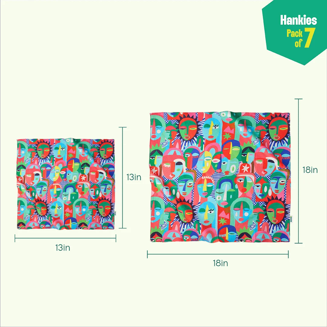 Celestial Clash! Unisex Hankies, 100% Organic Cotton, Pack of 7