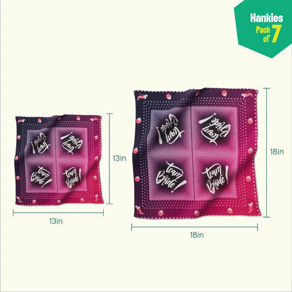 Wedding Bells! Unisex Hankies, 100% Organic Cotton, Pack of 7