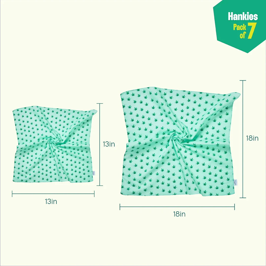 Happy Hour! Unisex Hankies, 100% Organic Cotton, Pack of 7