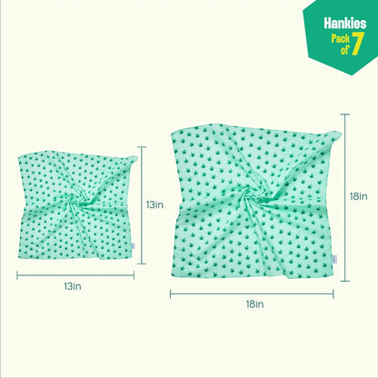 Happy Hour! Unisex Hankies, 100% Organic Cotton, Pack of 7