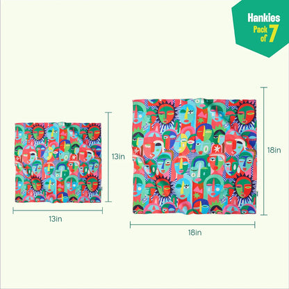 Celestial Clash! Unisex Hankies, 100% Organic Cotton, Pack of 7