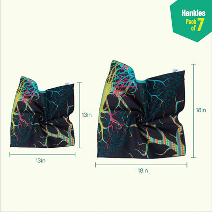 Abstract Mania! Unisex Hankies, 100% Organic Cotton, Pack of 7