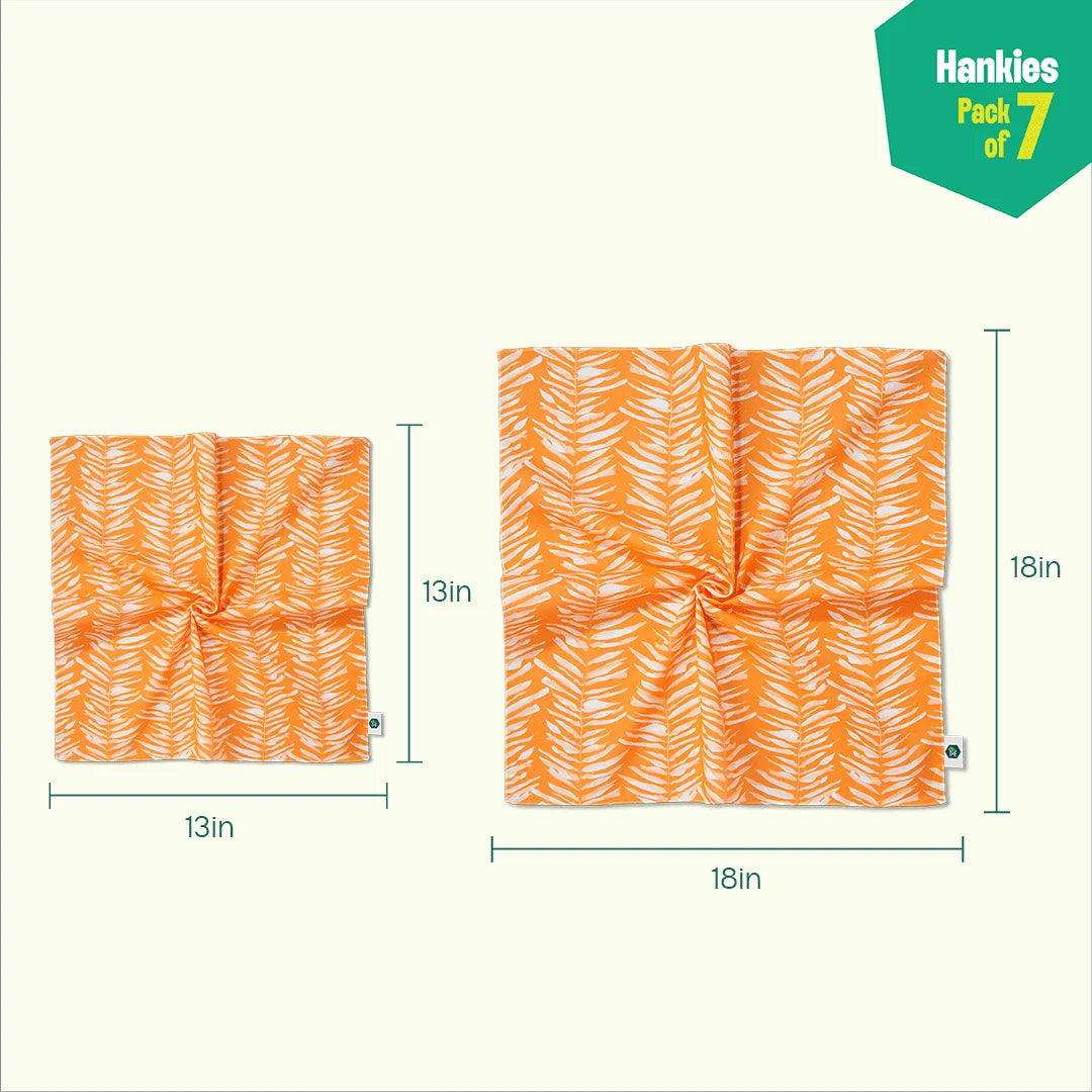 Beat The Heat! Small Unisex Hankies, 100% Organic Cotton, Pack of 7
