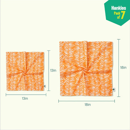 Beat The Heat! Small Unisex Hankies, 100% Organic Cotton, Pack of 7