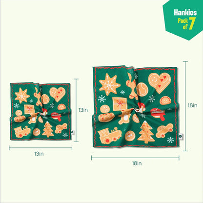 Xmas Groove! Unisex Hankies, 100% Organic Cotton, Pack of 7