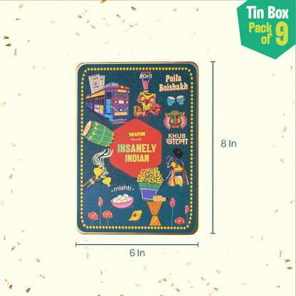 Next Level Bhalo! Tin Gift Box, 6 Hankies + 3 Socks, 100% Organic Cotton, Box of 9
