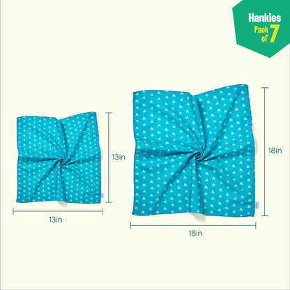 Vitamin Sea! Unisex Hankies, 100% Organic Cotton, Pack of 7