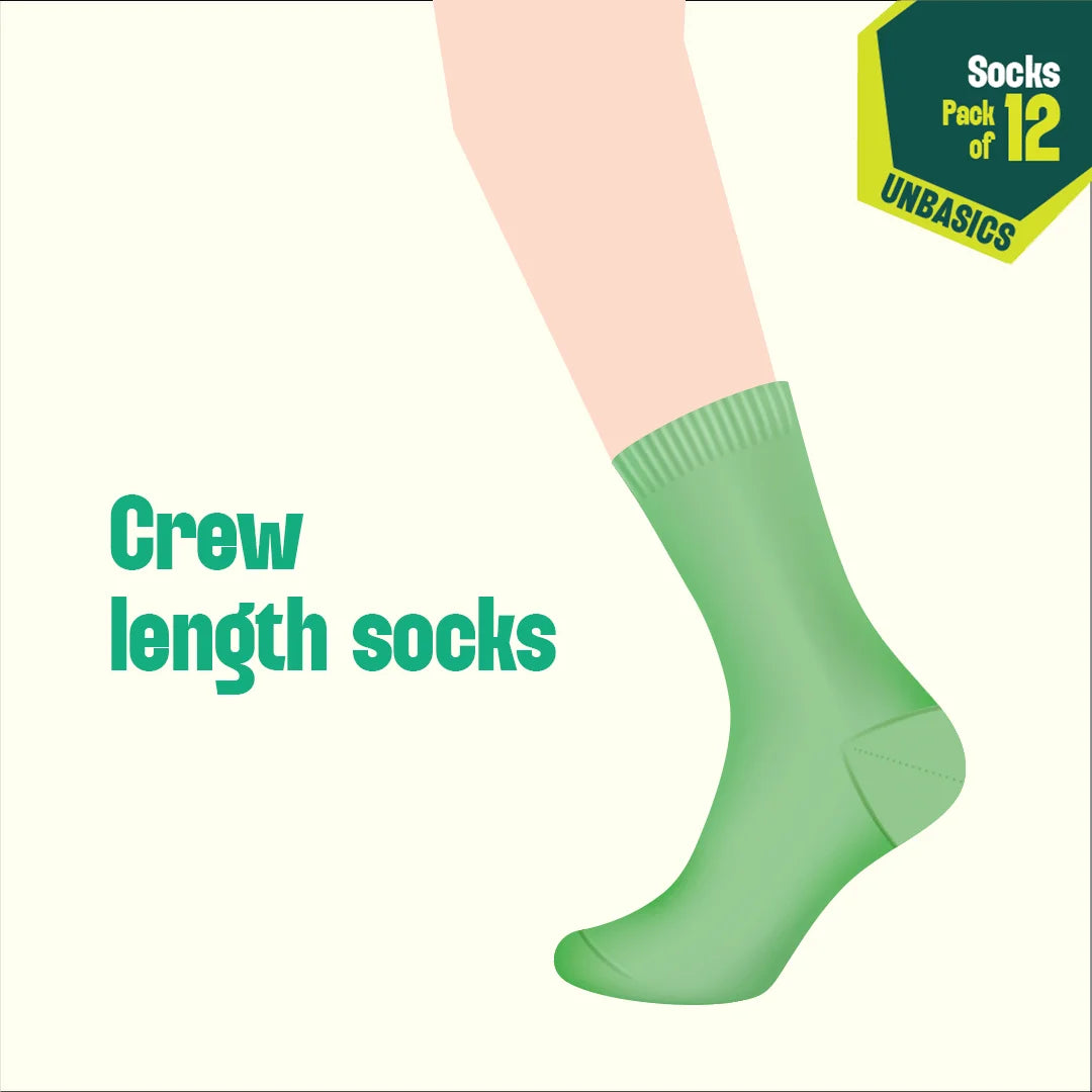 Mood Board! Unisex Socks, 100% Organic Cotton, Crew Length, Pack of 12