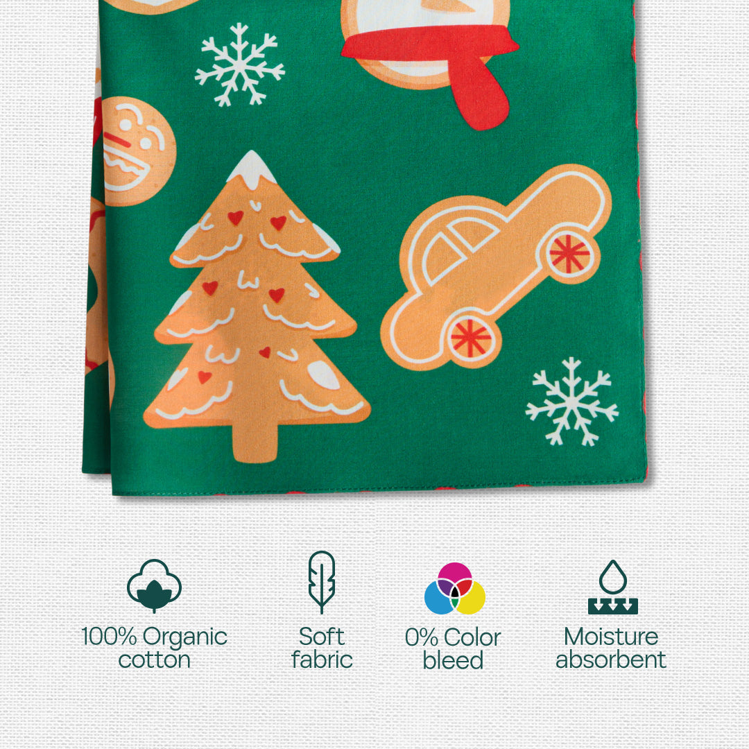 Saucy Santa! Tin Gift Box, 9 Unisex Kid's Hankies + 9 Unisex Kid's Socks, 100% Sustainable, Box of 18