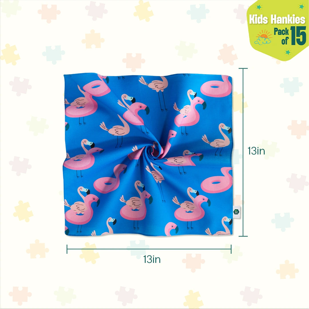 Happy Hearts! Unisex Kid's Hankies, 100% Organic Cotton, Pack of 15
