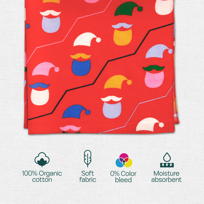 Ho Ho Haute! Tin Gift Box, 9 Unisex Hankies + 9 Unisex Ankle Length Socks, 100% Organic Cotton, Box of 18