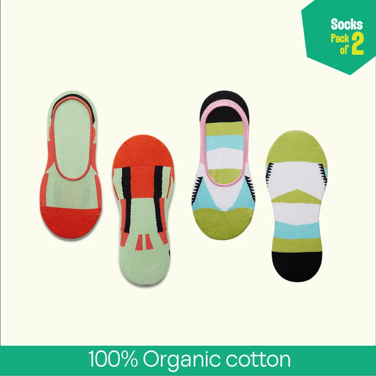 All Eyes On Toes! Unisex Socks, 100% Organic Cotton, No Show, Pack of