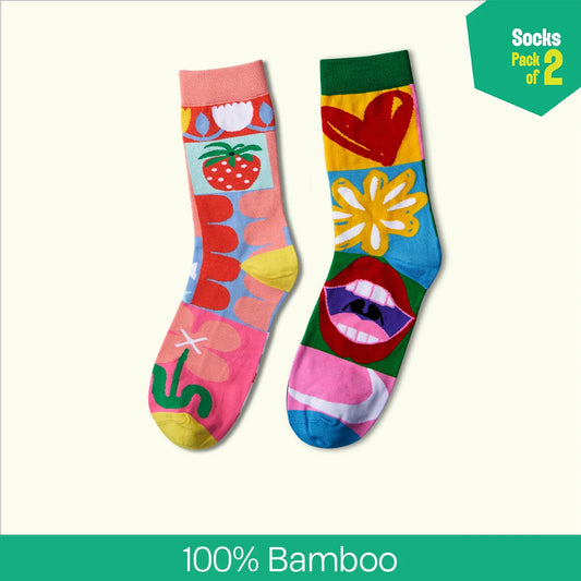 Pop Culture! Unisex Socks, 100% Bamboo, Crew Length, Pack of 2