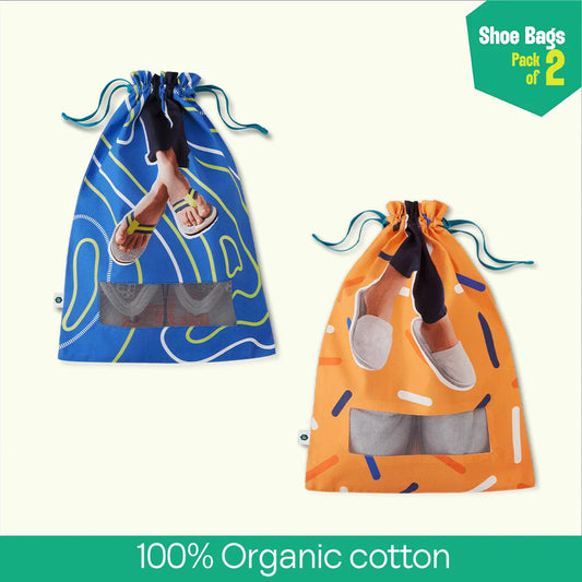 Toe-tally! Shoe Bags, 100% Organic Cotton, Pack of 2