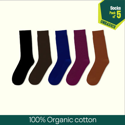Color Canvas! Unisex Socks, 100% Organic Cotton, Crew Length, Pack of 5