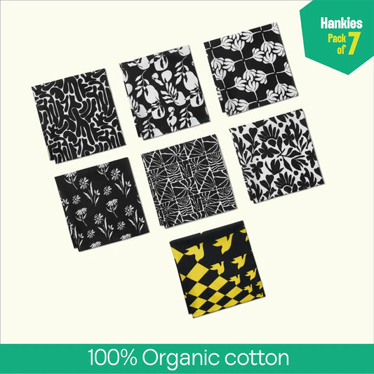 Blacklisted! Large Unisex Hankies, 100% Organic Cotton, Pack of 3