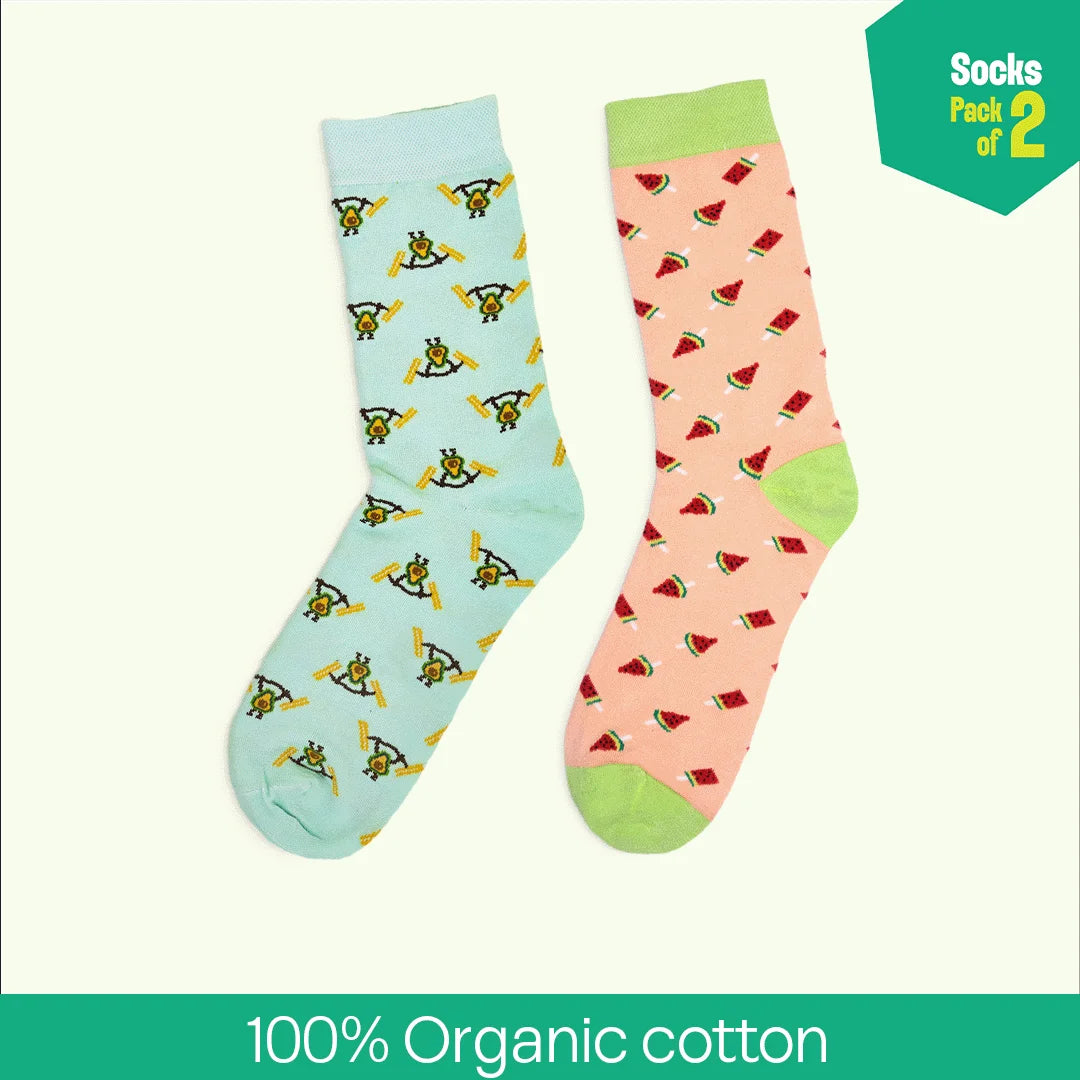 Foodgasm! Unisex Socks, 100% Organic Cotton, Crew Length, Pack of 2
