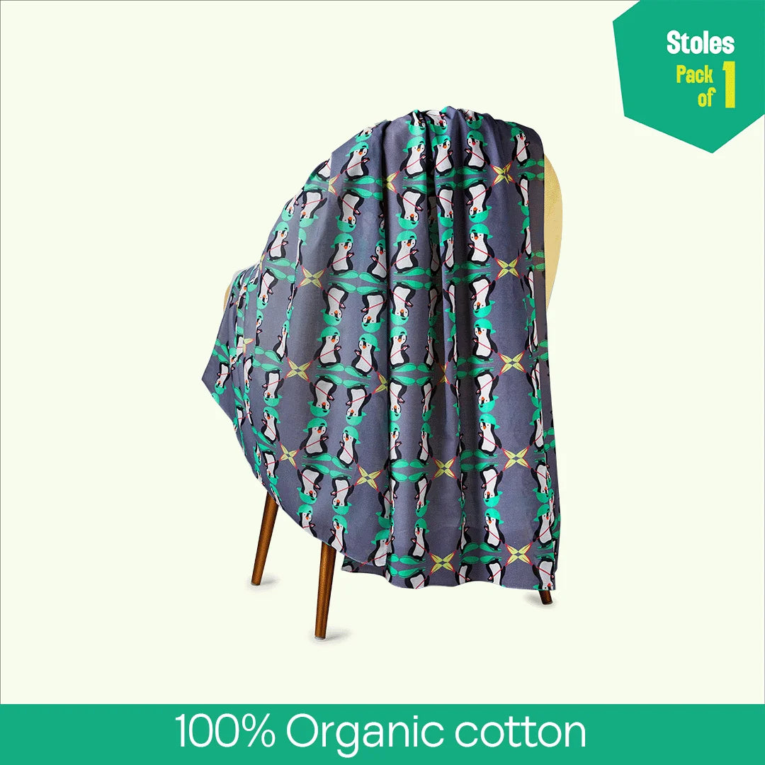 PDA! Penguin Display Of Affection! Women's Stole, 100% Organic Cotton, Pack of 1
