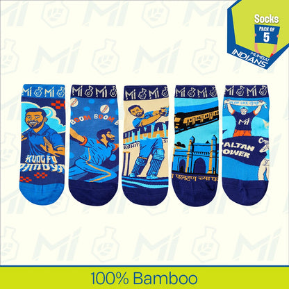 AALA RE! Unisex Socks, 100% Bamboo, Ankle Length, Pack of 5