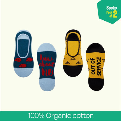 CTA! Click To Attitude! Unisex Socks, 100% Organic Cotton, No Show, Pack of 2