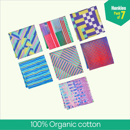 Digital Detox! Unisex Hankies, 100% Organic Cotton, Pack of 7