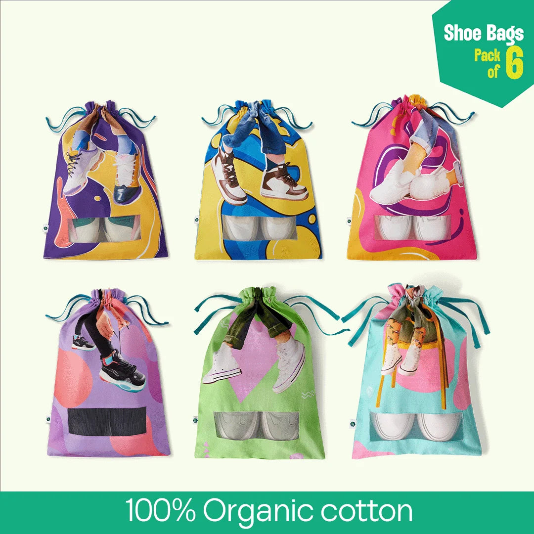 Sneaker Addiction! Shoe Bags, 100% Organic Cotton, Pack of 6